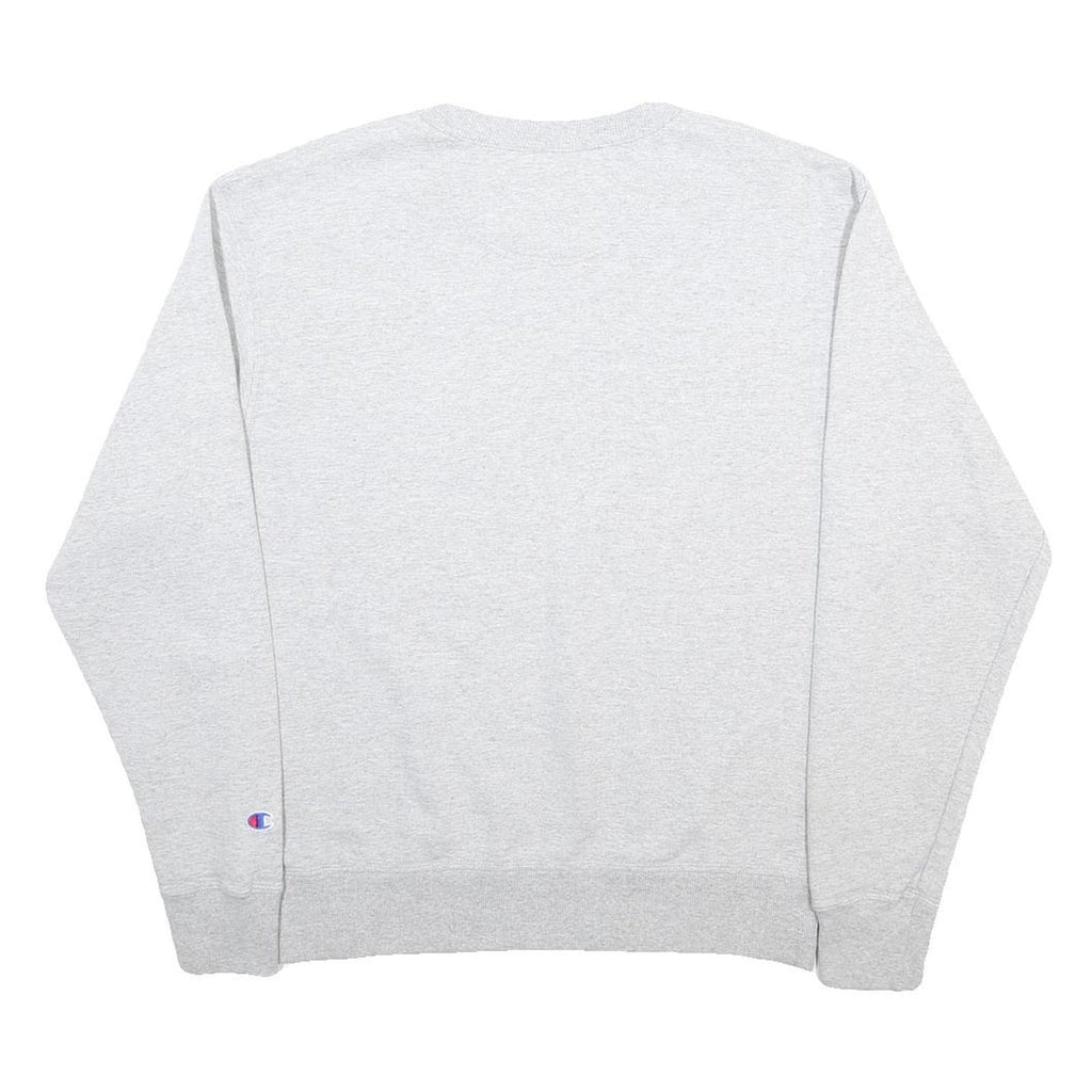 CHAMPION Mens Grey Sweatshirt Crew Neck M Logo Printed Cotton Blend Pullover