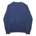 POLO RALPH LAUREN Mens Blue Plain V-Neck Basic Knit Jumper M Classic Cotton