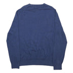 POLO RALPH LAUREN Mens Blue Plain V-Neck Basic Knit Jumper M Classic Cotton
