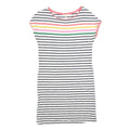 BODEN Womens White Navy & Multi Stripe Day Cotton Blend Short Sleeve Knee Length