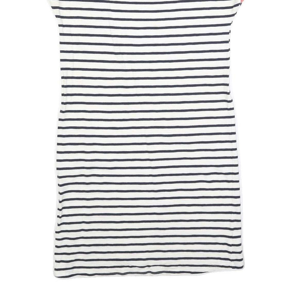 BODEN Womens White Navy & Multi Stripe Day Cotton Blend Short Sleeve Knee Length