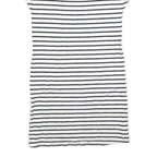 BODEN Womens White Navy & Multi Stripe Day Cotton Blend Short Sleeve Knee Length