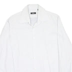 HUGO BOSS Mens White Patterned Shirt M Cotton Blend Formal Long Sleeve Button