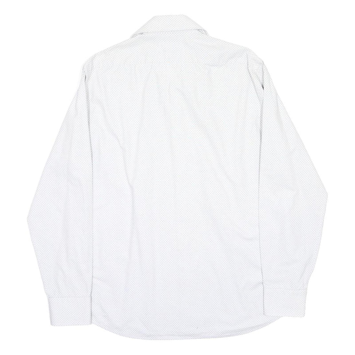 HUGO BOSS Mens White Patterned Shirt M Cotton Blend Formal Long Sleeve Button