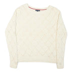 TOMMY HILFIGER Womens Cream Plain Pullover Patterned Round Neck Rib Knit Jumper