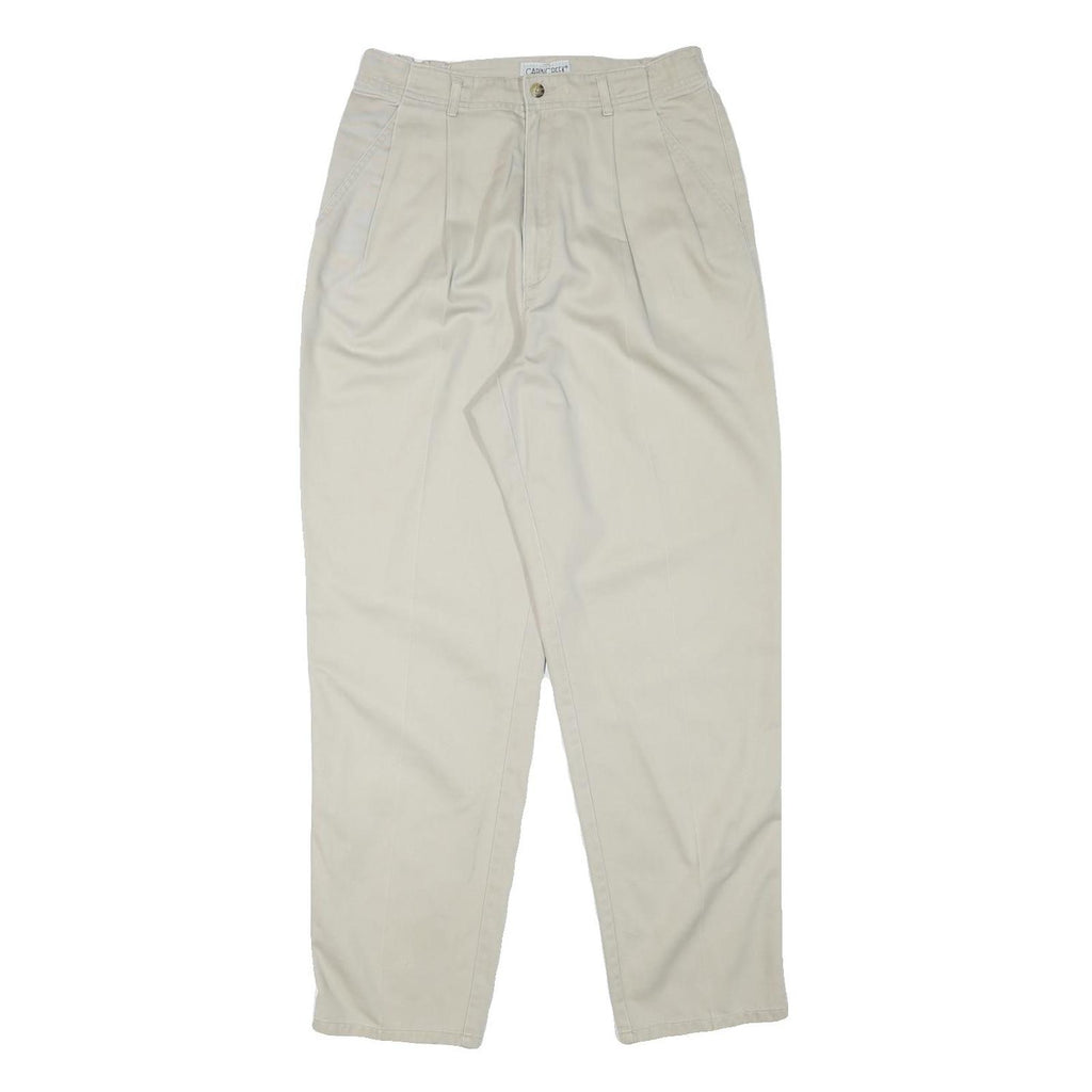 CABIN CREEK Mens Cotton Blend Beige Relaxed Straight Trousers W28 L29 Casual