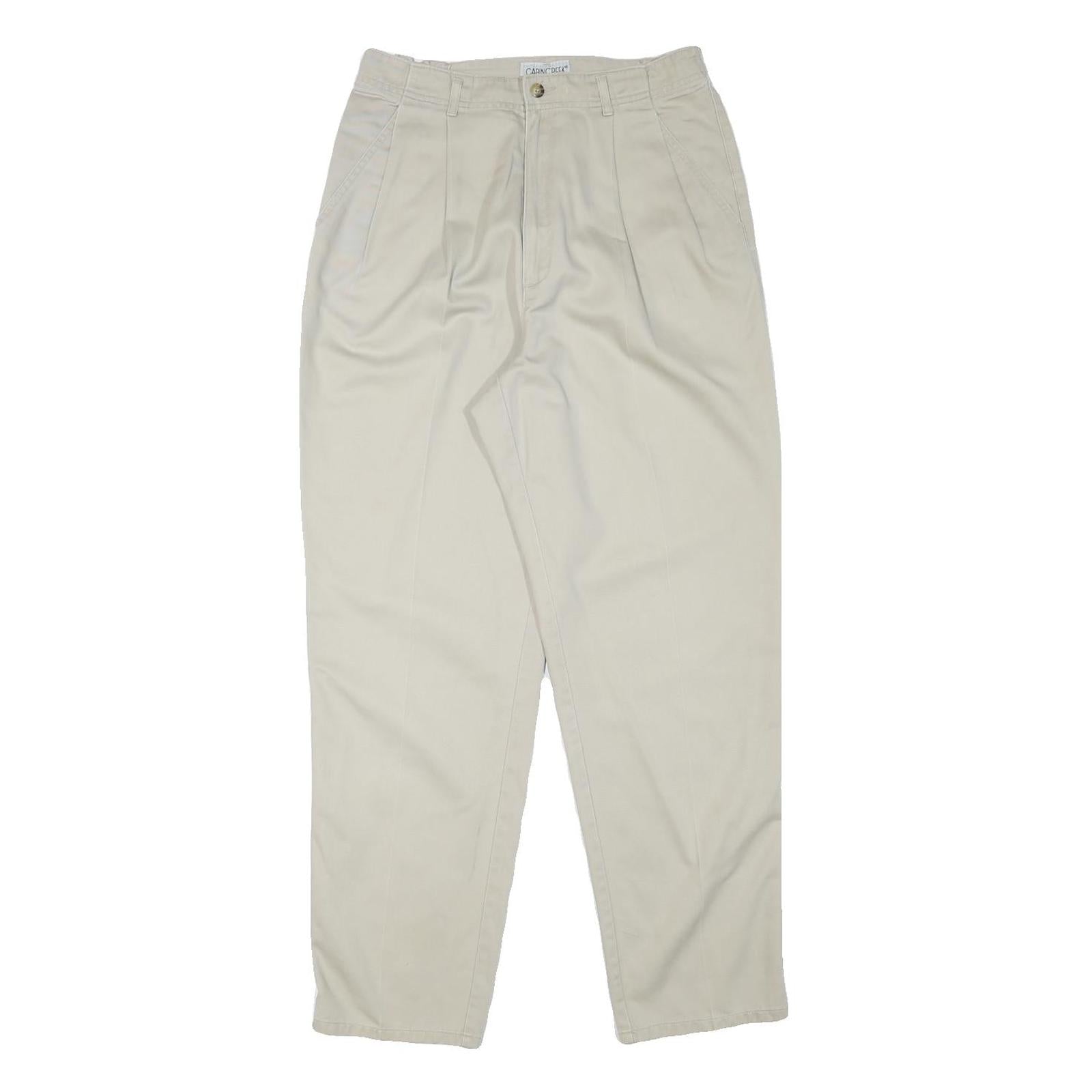 CABIN CREEK Mens Cotton Blend Beige Relaxed Straight Trousers W28 L29 Casual