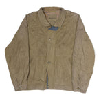 B.S.M Mens Brown Leather Button Jacket XL Soft Nubuck Casual Outerwear