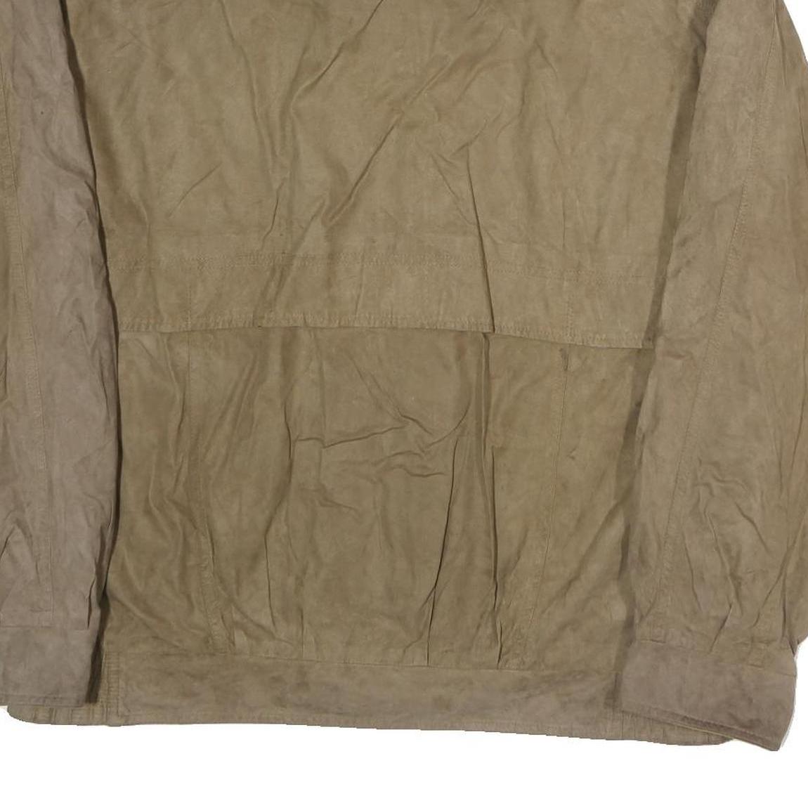 B.S.M Mens Brown Leather Button Jacket XL Soft Nubuck Casual Outerwear