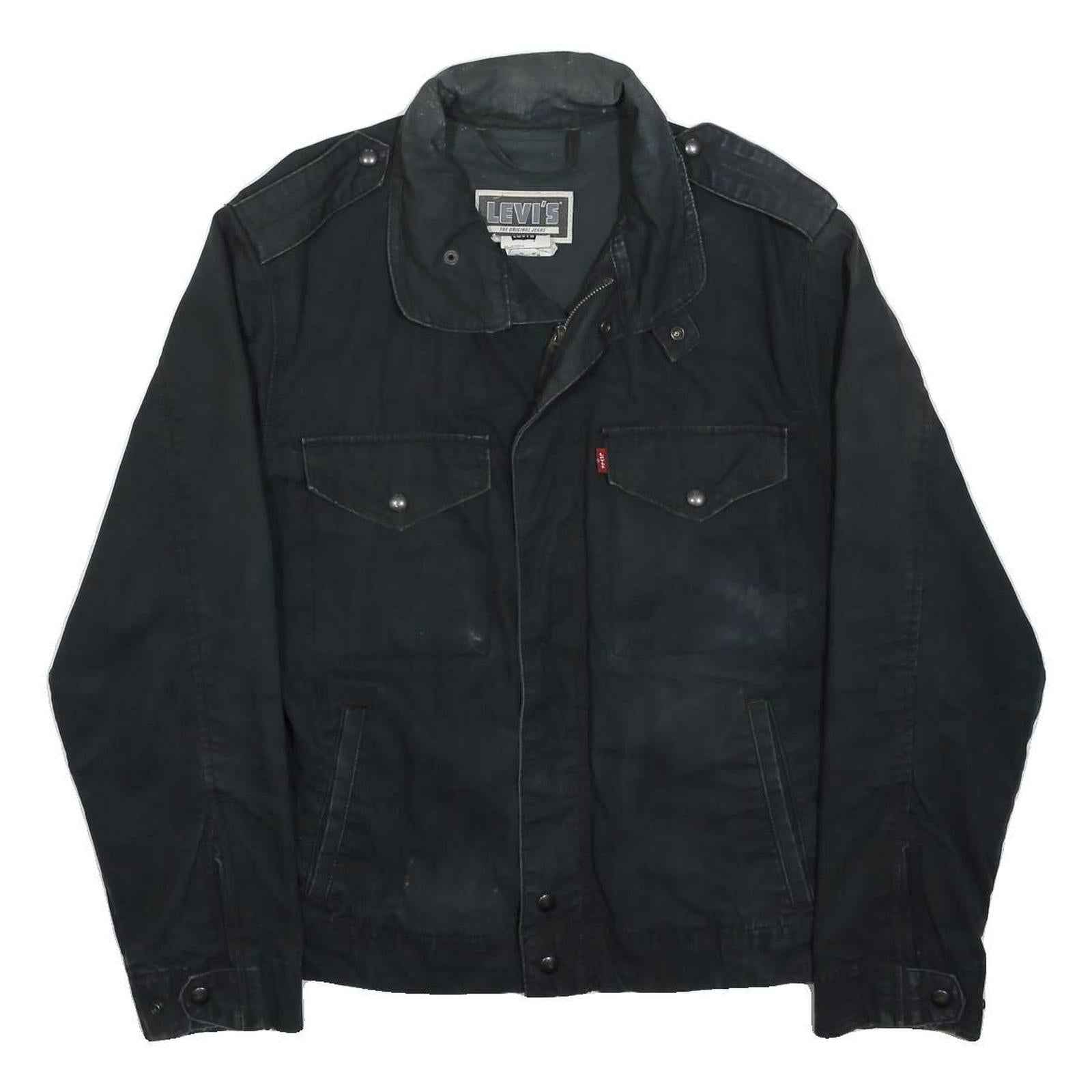 LEVI'S Mens Black Cotton Zip Jacket M Casual Classic Workwear Durable Stylish
