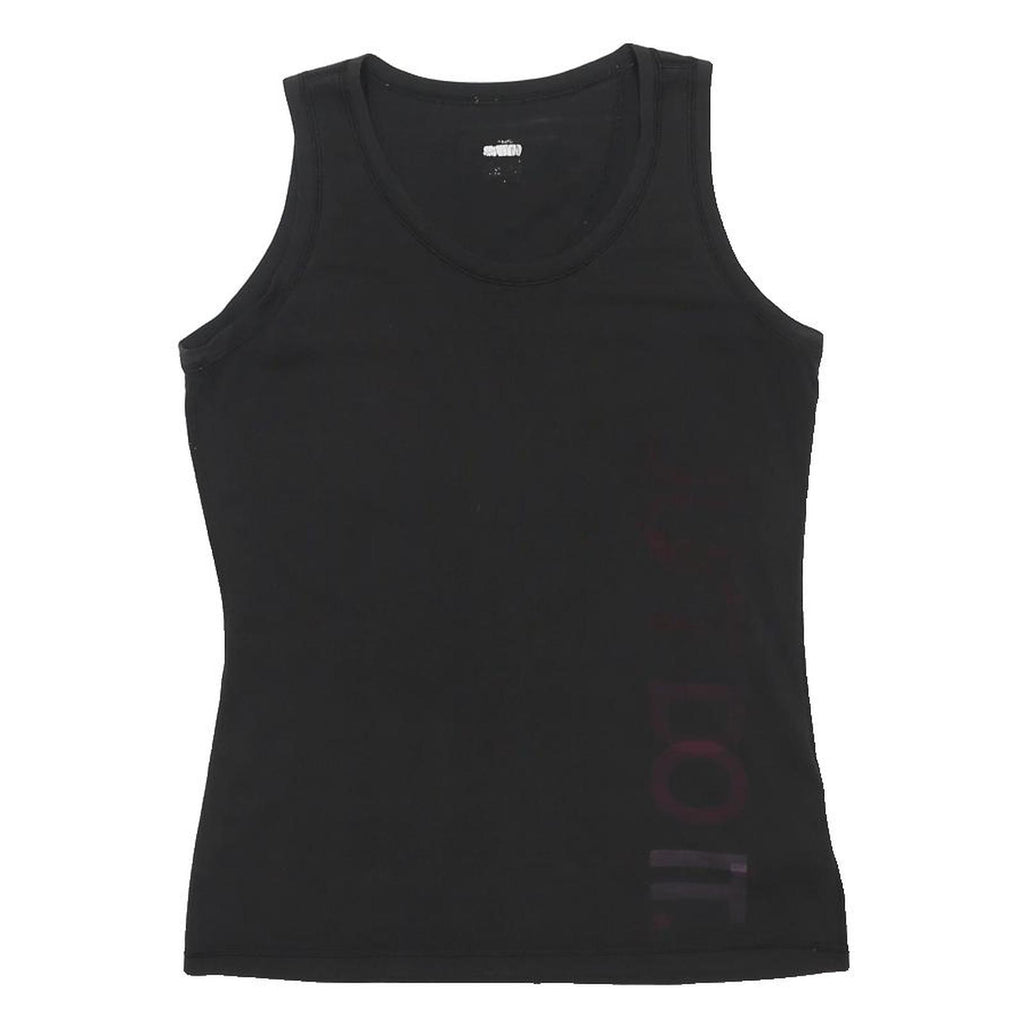 NIKE Womens Black Vest Tank Top M Sleeveless Crew Neck Cotton Blend Graphic