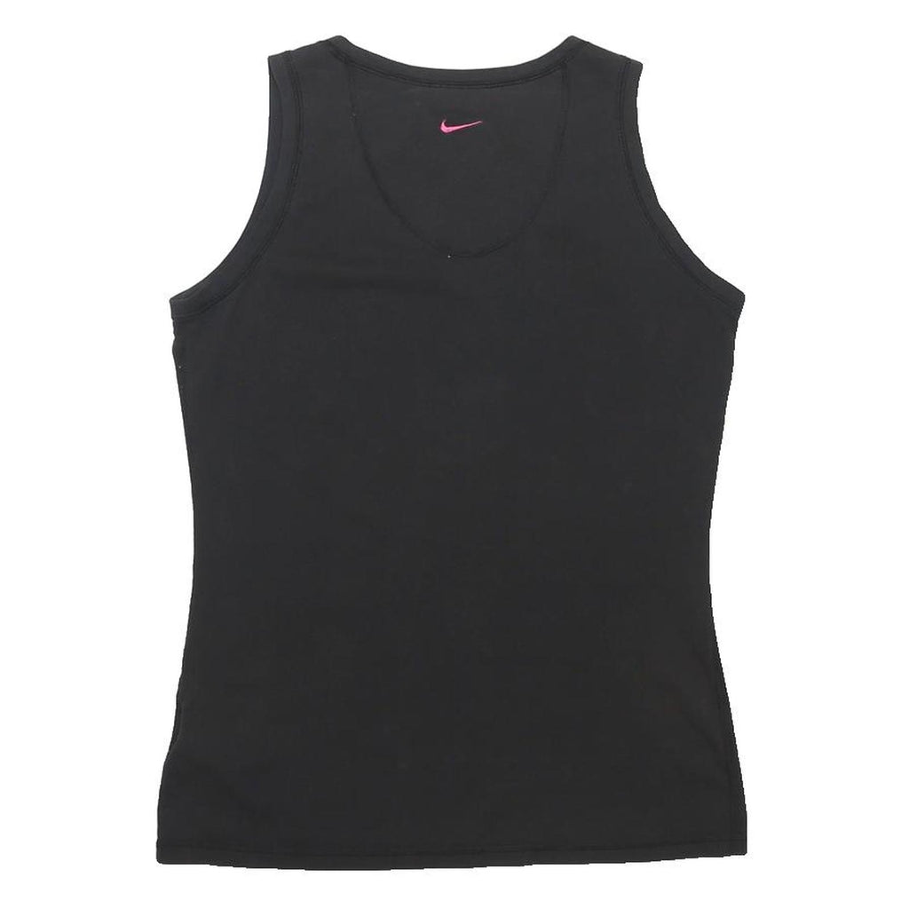 NIKE Womens Black Vest Tank Top M Sleeveless Crew Neck Cotton Blend Graphic