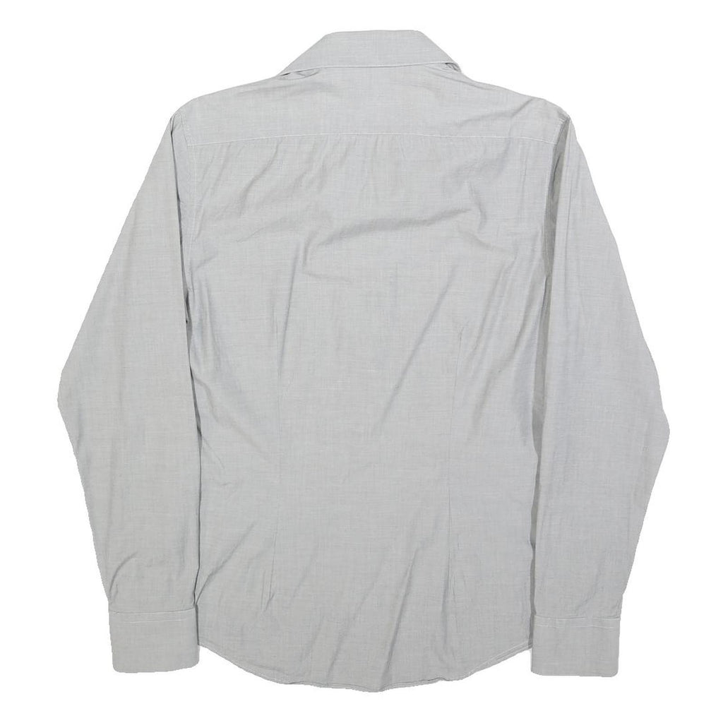 TED BAKER Mens Grey Cotton Blend Shirt M Classic Button Collar Long Sleeve