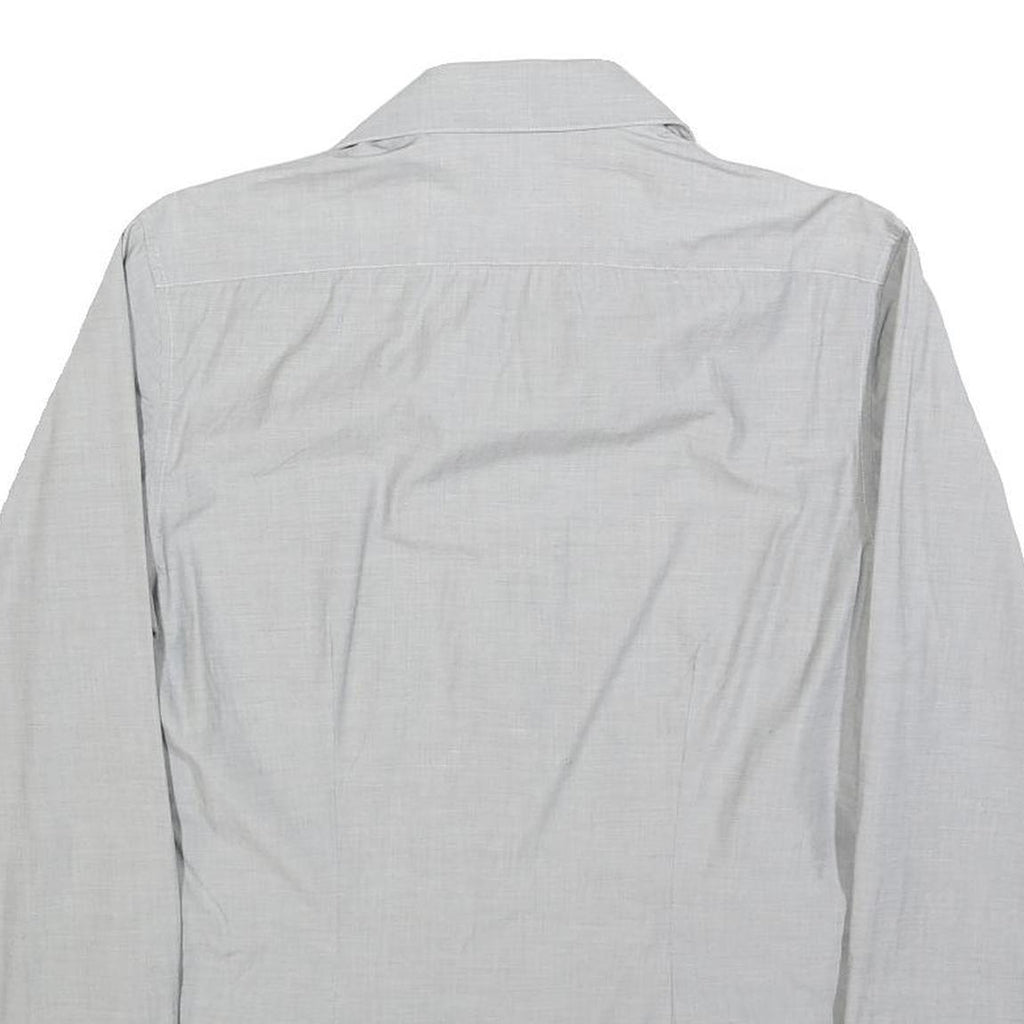 TED BAKER Mens Grey Cotton Blend Shirt M Classic Button Collar Long Sleeve