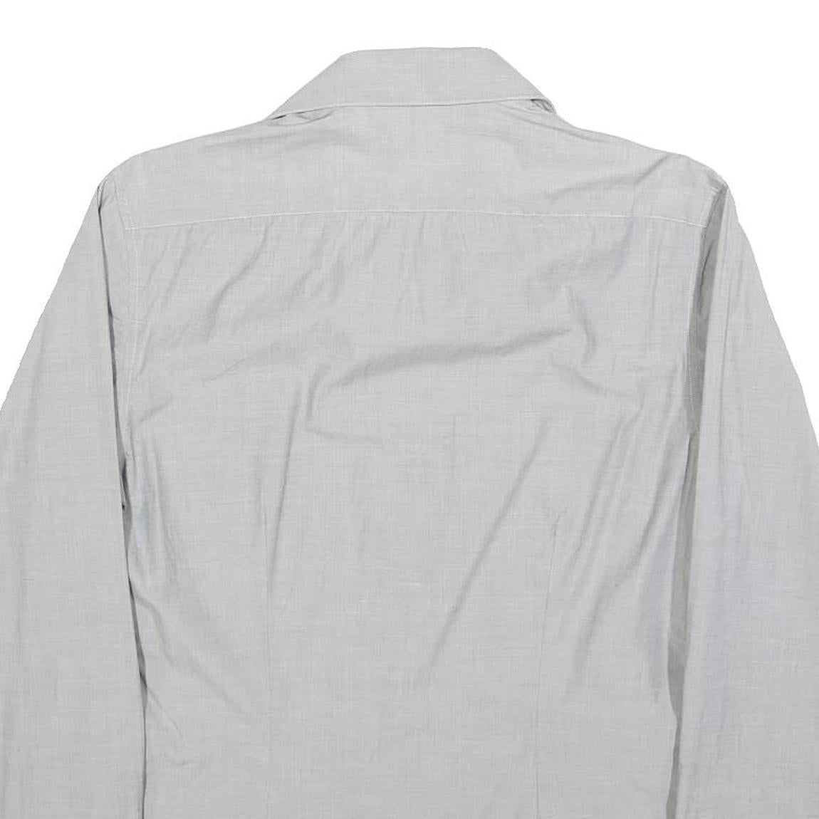TED BAKER Mens Grey Cotton Blend Shirt M Classic Button Collar Long Sleeve