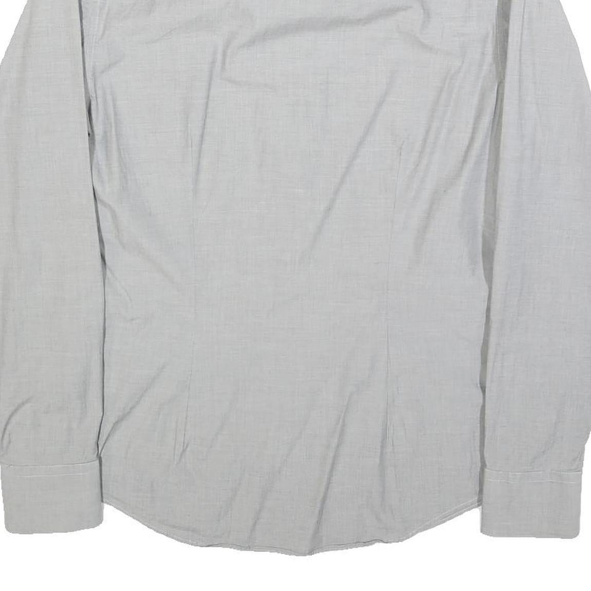 TED BAKER Mens Grey Cotton Blend Shirt M Classic Button Collar Long Sleeve