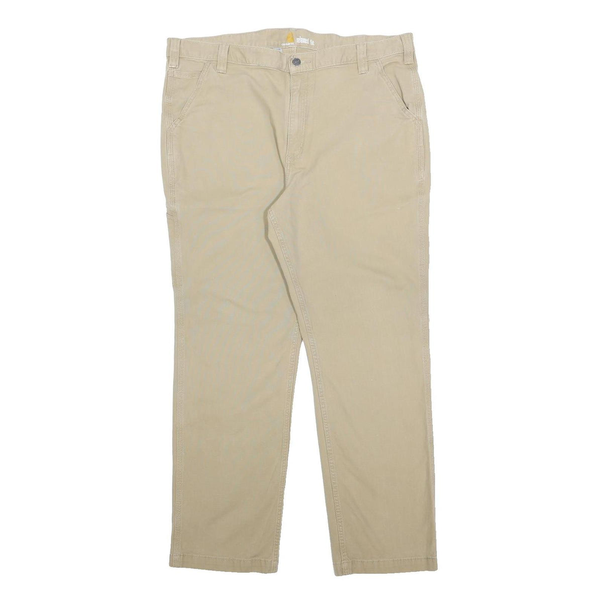 CARHARTT Mens Cotton Blend Khaki Relaxed Tapered Trousers W40 L32 Workwear