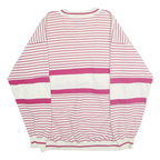 GREENLINE INTERNATIONAL Womens White & Pink Striped V-Neck Sweatshirt L Cotton