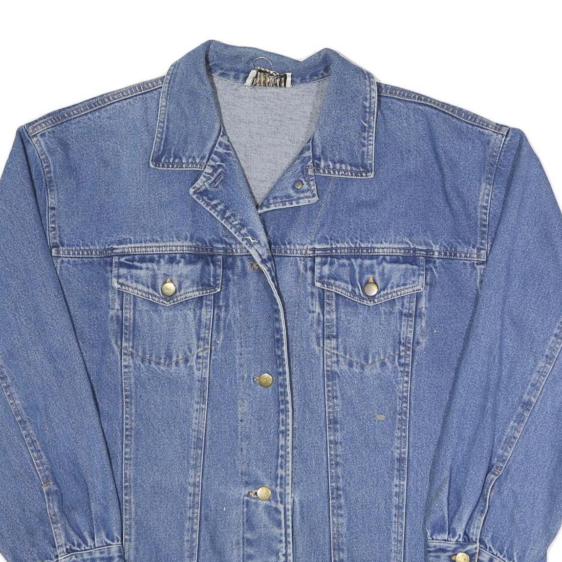 FORENZA Womens Blue Cotton Denim Jacket 2XL Classic Button Closure Relaxed Fit