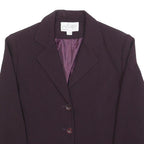 JANET Womens Purple Jacket M Woven Button Closure Classic Tailored