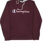 CHAMPION Mens Maroon & Grey Hoodie M Cotton Blend Pullover Drawstring Hood