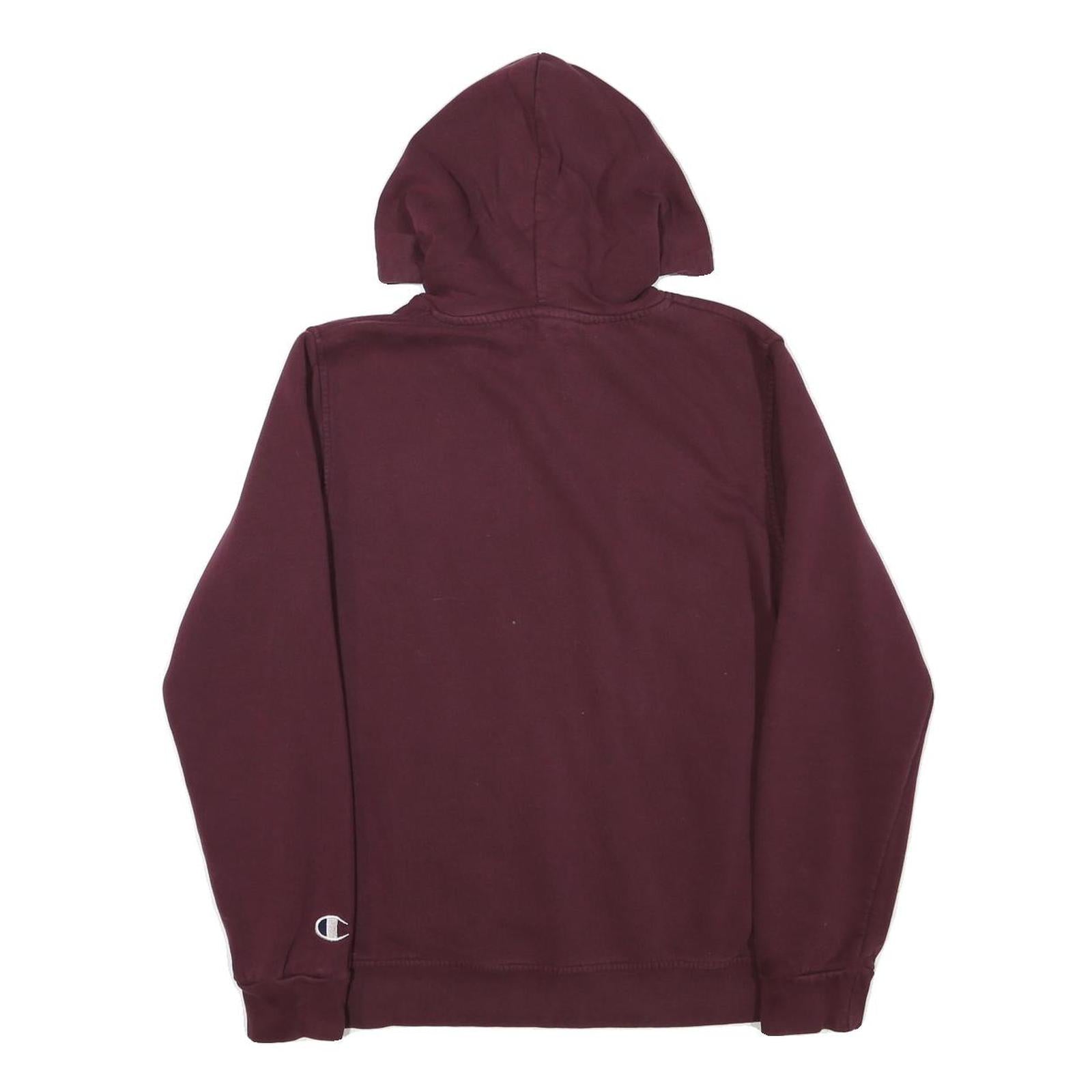 CHAMPION Mens Maroon & Grey Hoodie M Cotton Blend Pullover Drawstring Hood