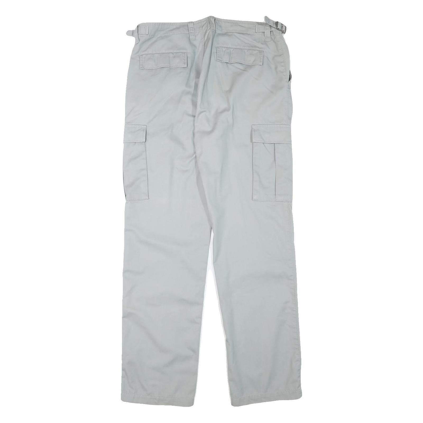 TEDDYS Mens Regular Cotton Blend Light Grey Work Cargo Trousers W33 L32
