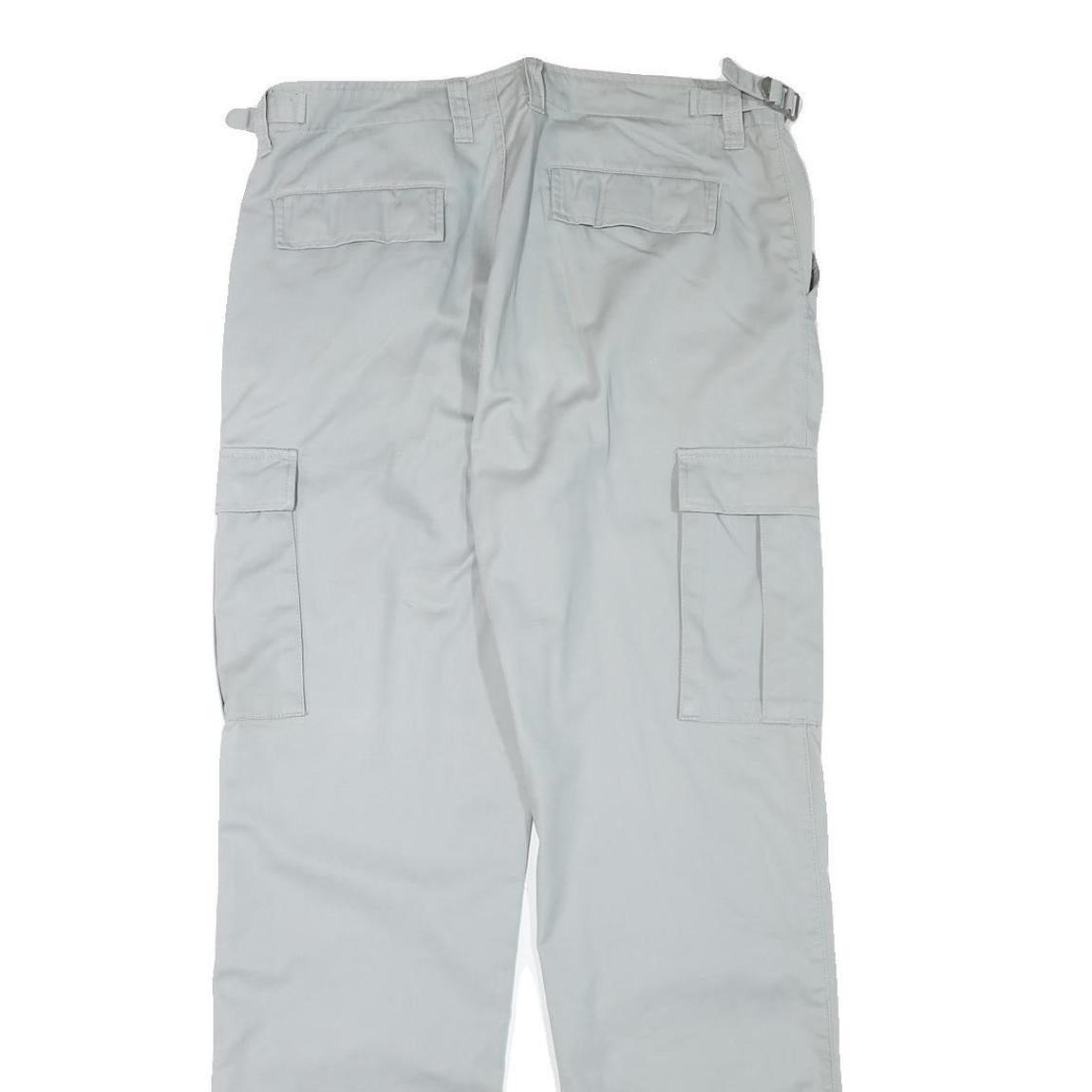 TEDDYS Mens Regular Cotton Blend Light Grey Work Cargo Trousers W33 L32