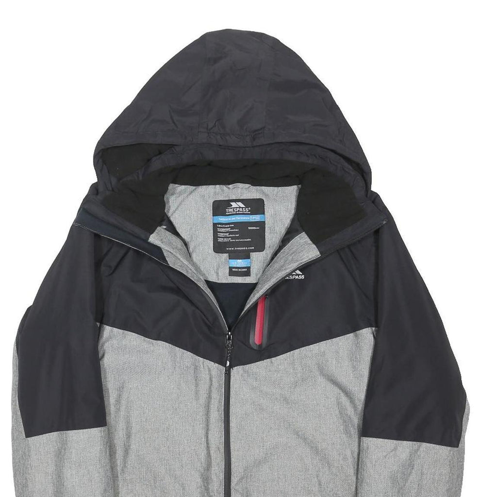 TRESPASS Mens Grey & Black Outdoor Jacket M Polyester Blend Zip Hooded