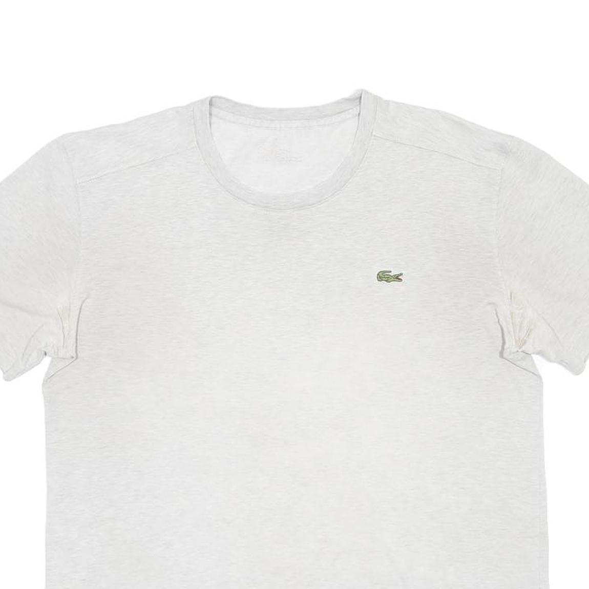 LACOSTE Mens White Short Sleeve Crew Neck Cotton Blend T-Shirt M Classic Fit