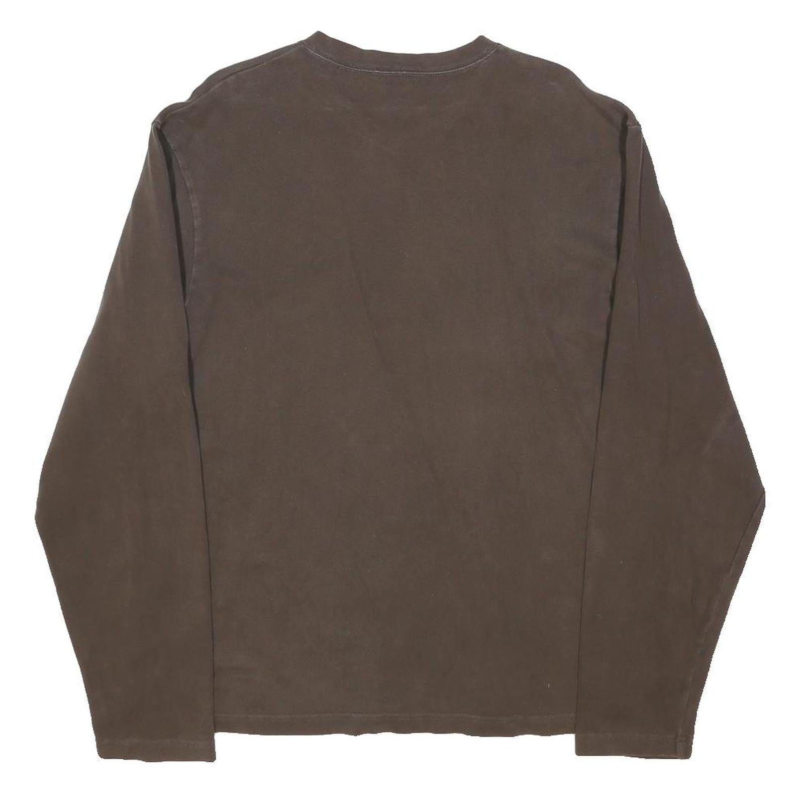 TIMBERLAND Mens Brown Long Sleeve V-Neck Plain T-Shirt L Cotton Jersey Casual