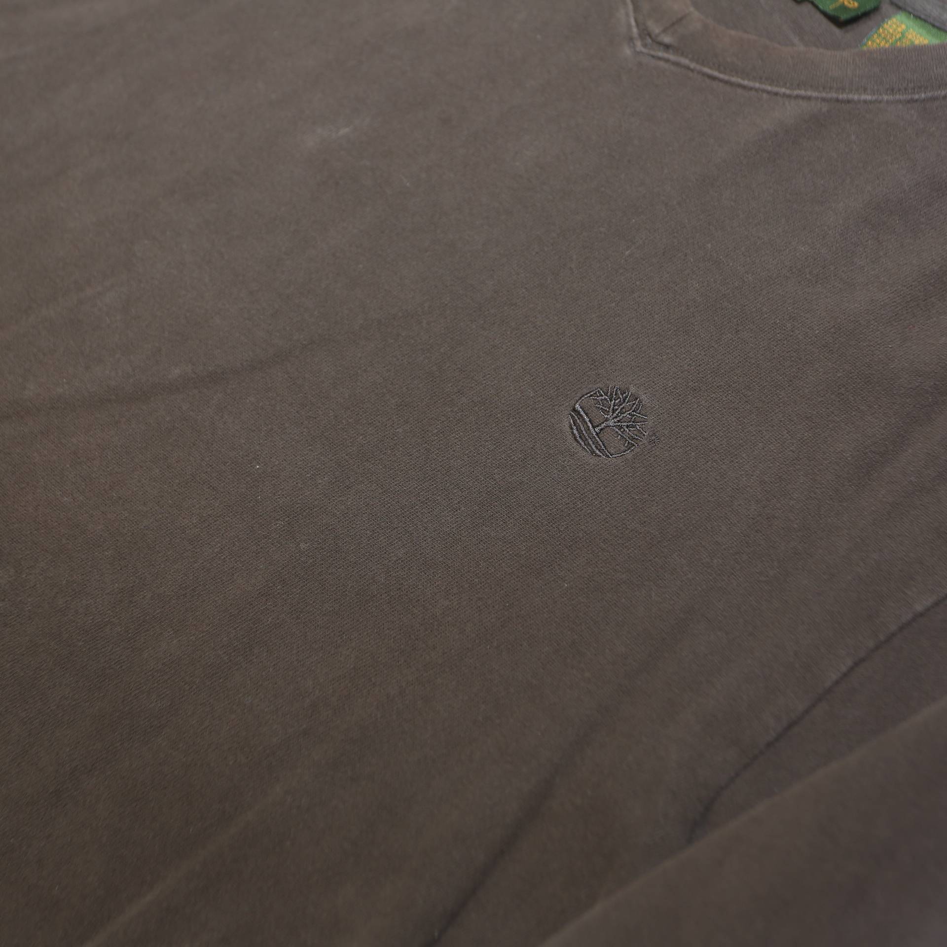 TIMBERLAND Mens Brown Long Sleeve V-Neck Plain T-Shirt L Cotton Jersey Casual
