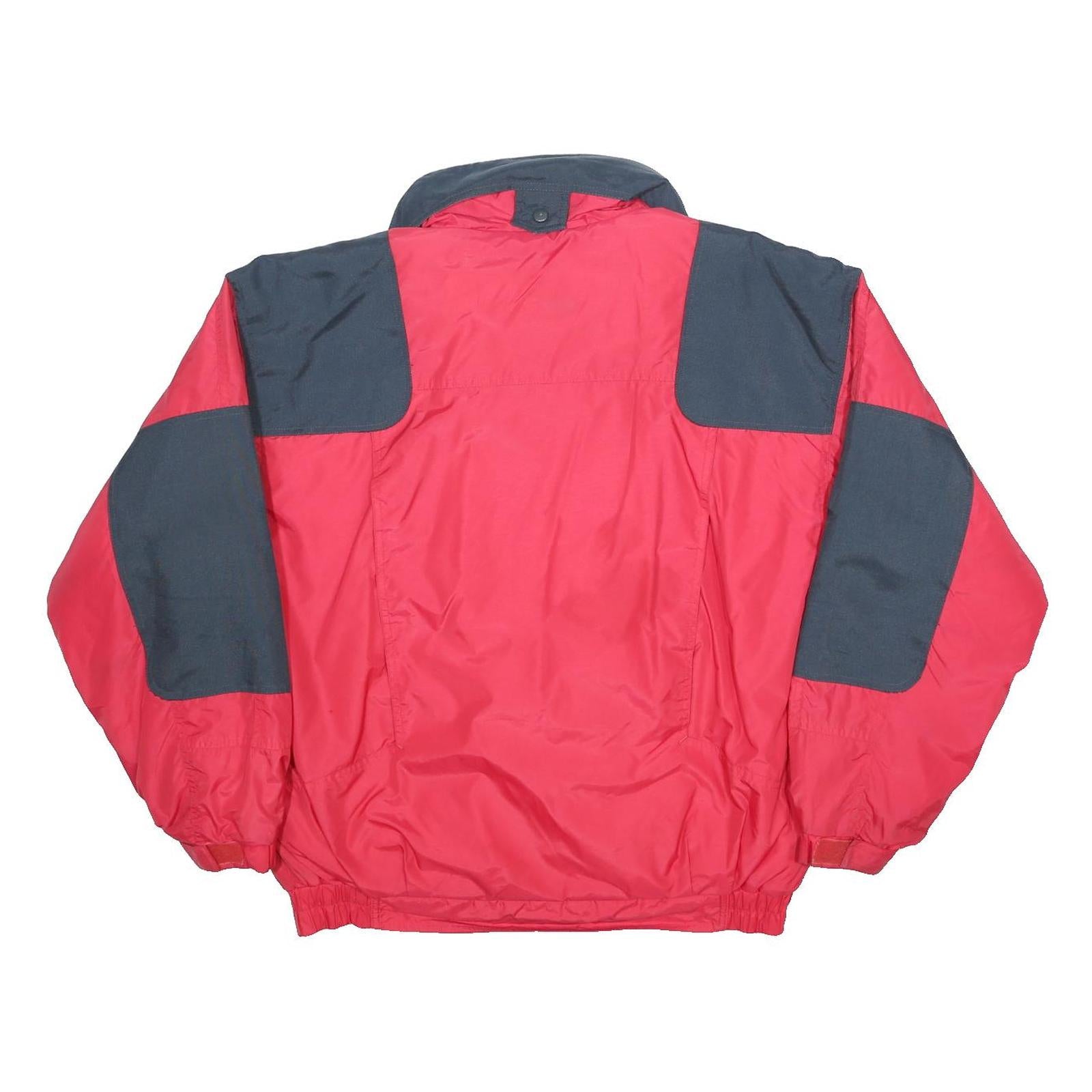 COLUMBIA Mens Red & Grey Colourblock Nylon Windbreaker Jacket L Stand-Up Collar
