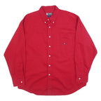 CHAPS RALPH LAUREN Mens Red Cotton Shirt XL Classic Button Down Chest Pocket