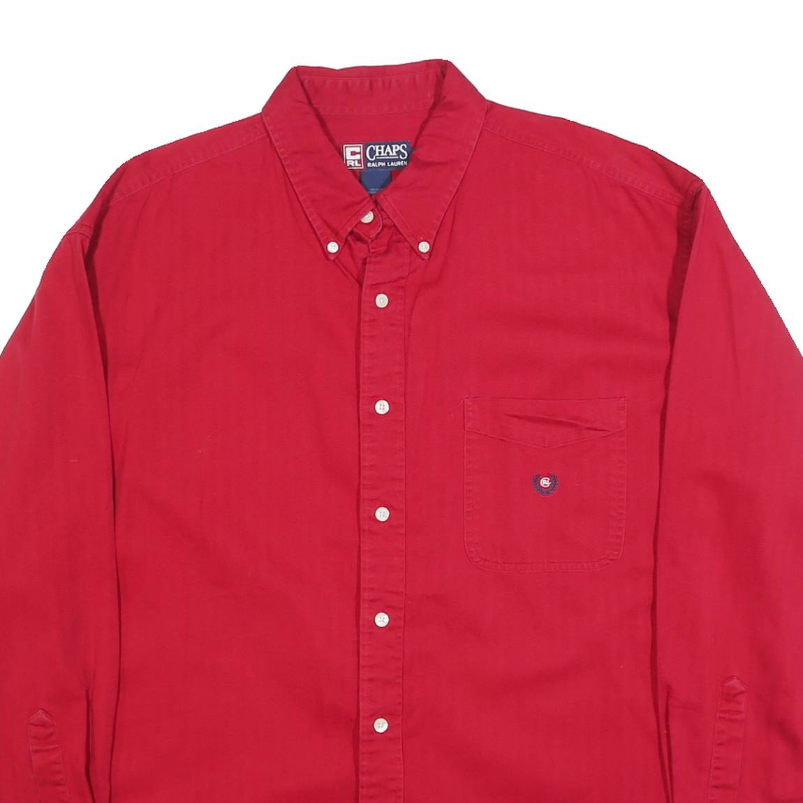 CHAPS RALPH LAUREN Mens Red Cotton Shirt XL Classic Button Down Chest Pocket