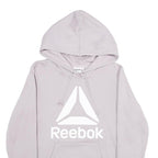 REEBOK Womens Grey Hoodie S Cotton Blend Pullover Drawstring Hood Pocket