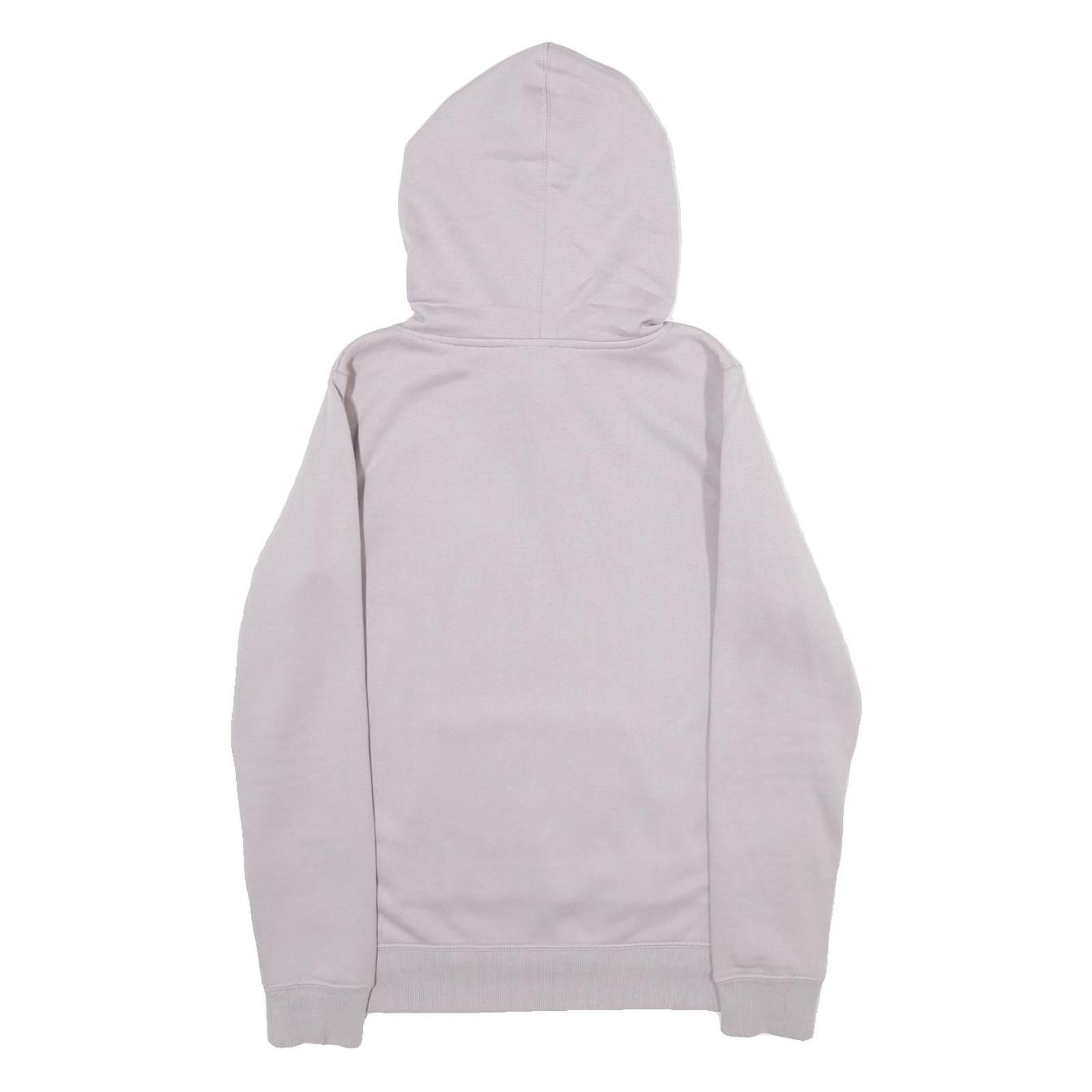 REEBOK Womens Grey Hoodie S Cotton Blend Pullover Drawstring Hood Pocket