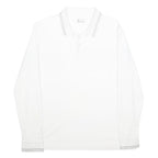 LOTTO Mens White Long Sleeve Plain Polo Shirt 2XL Cotton Casual Sportswear
