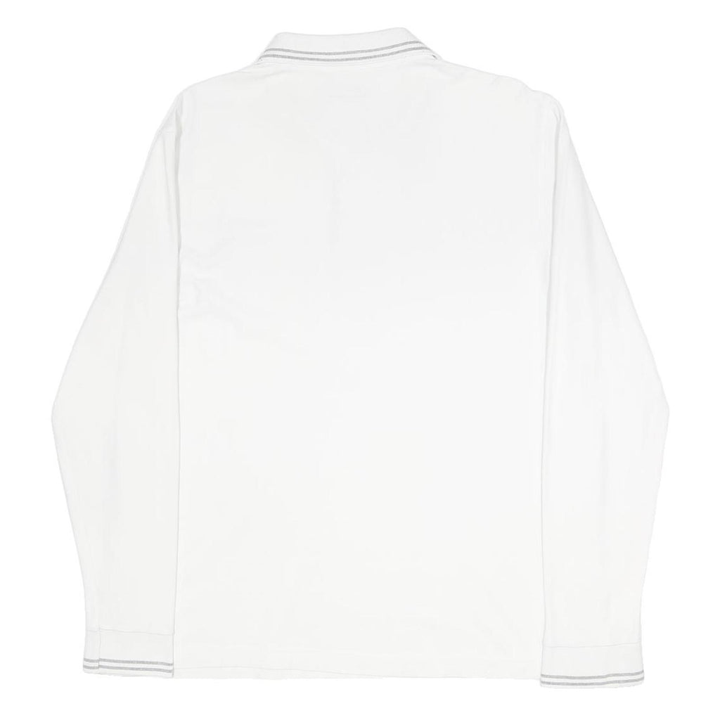 LOTTO Mens White Long Sleeve Plain Polo Shirt 2XL Cotton Casual Sportswear