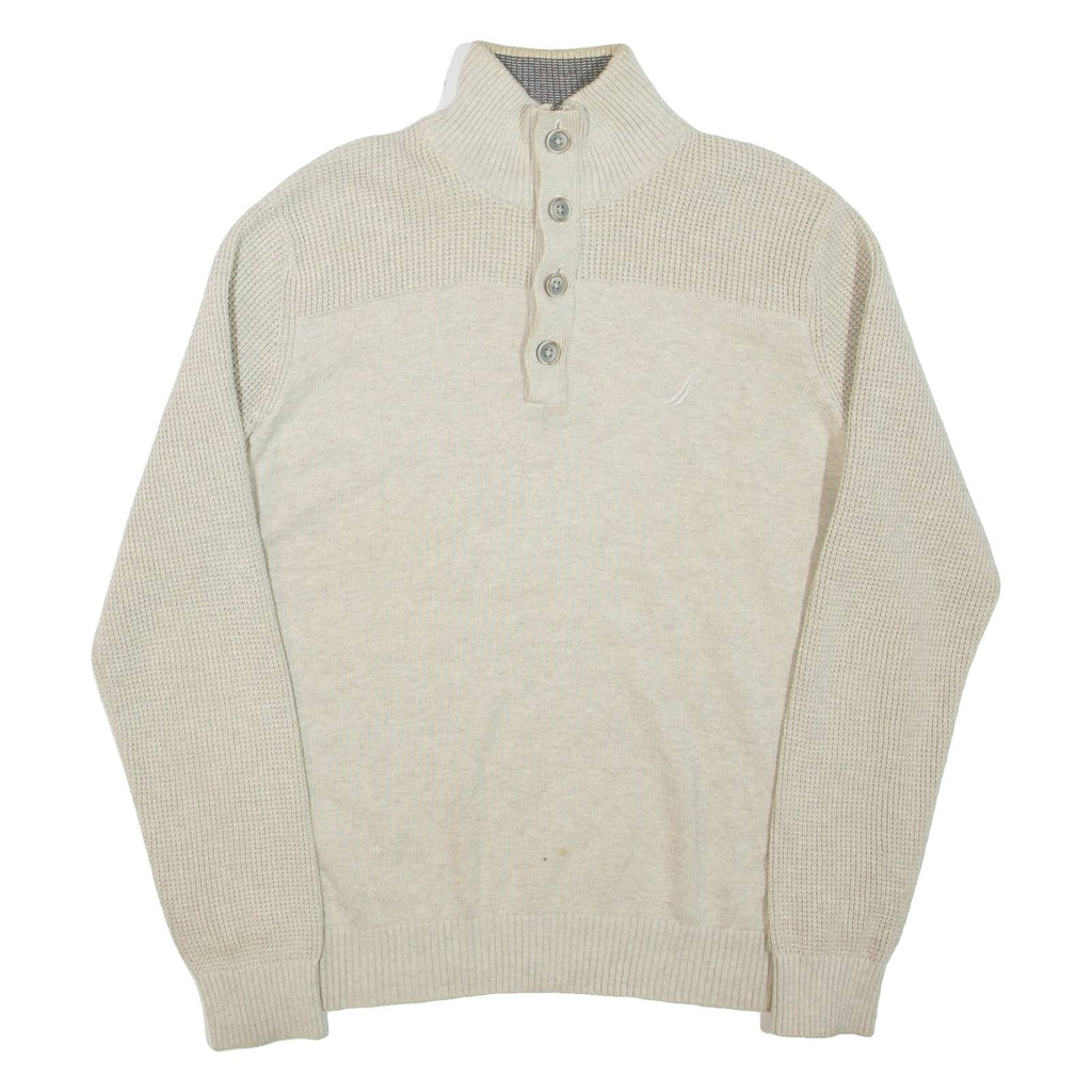 NAUTICA Mens Jumper Grey 1/4 Zip Tight Knit M