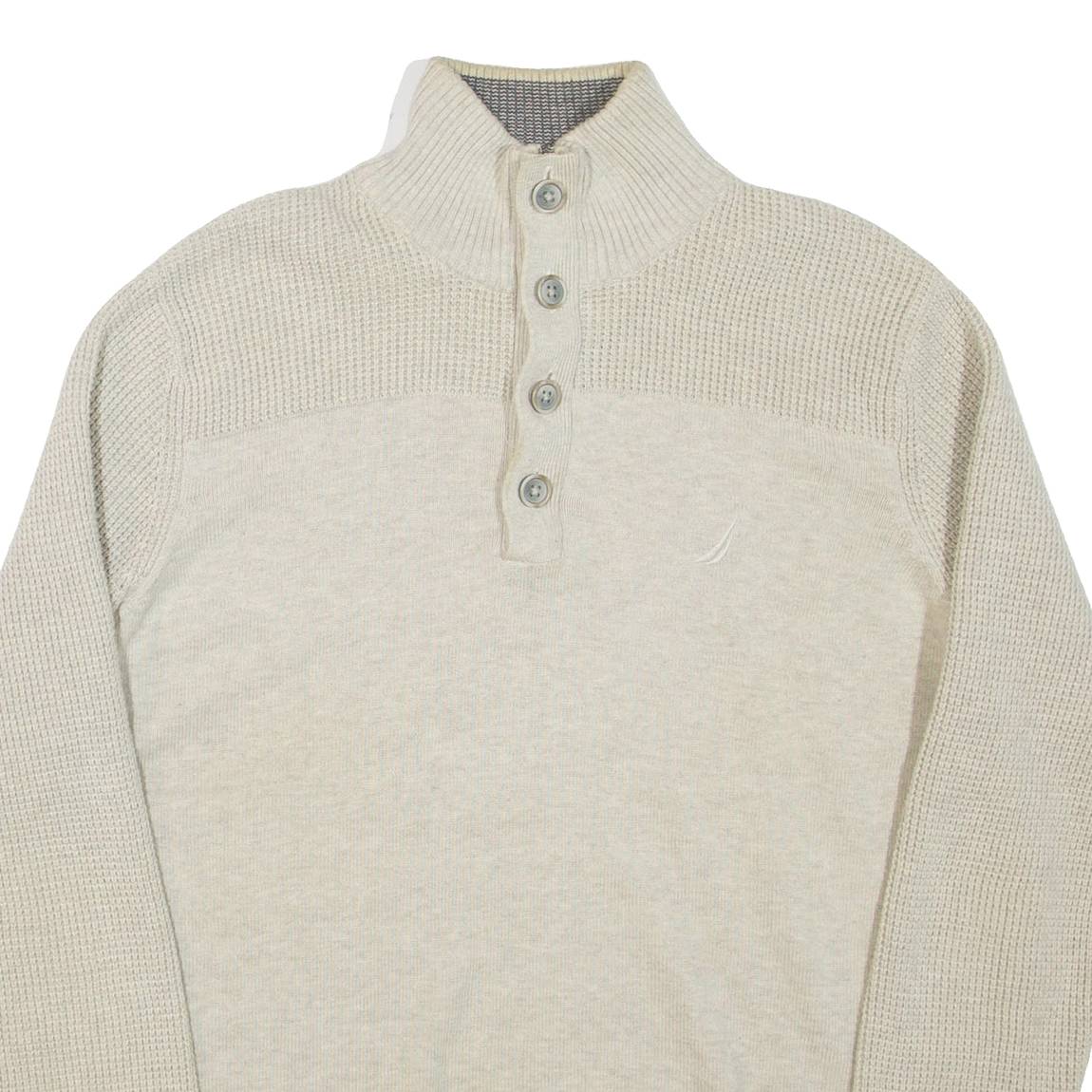 NAUTICA Mens Jumper Grey 1/4 Zip Tight Knit M