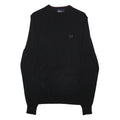 FRED PERRY Mens Black Plain Cotton Crew Neck Basic Knit Jumper S Classic