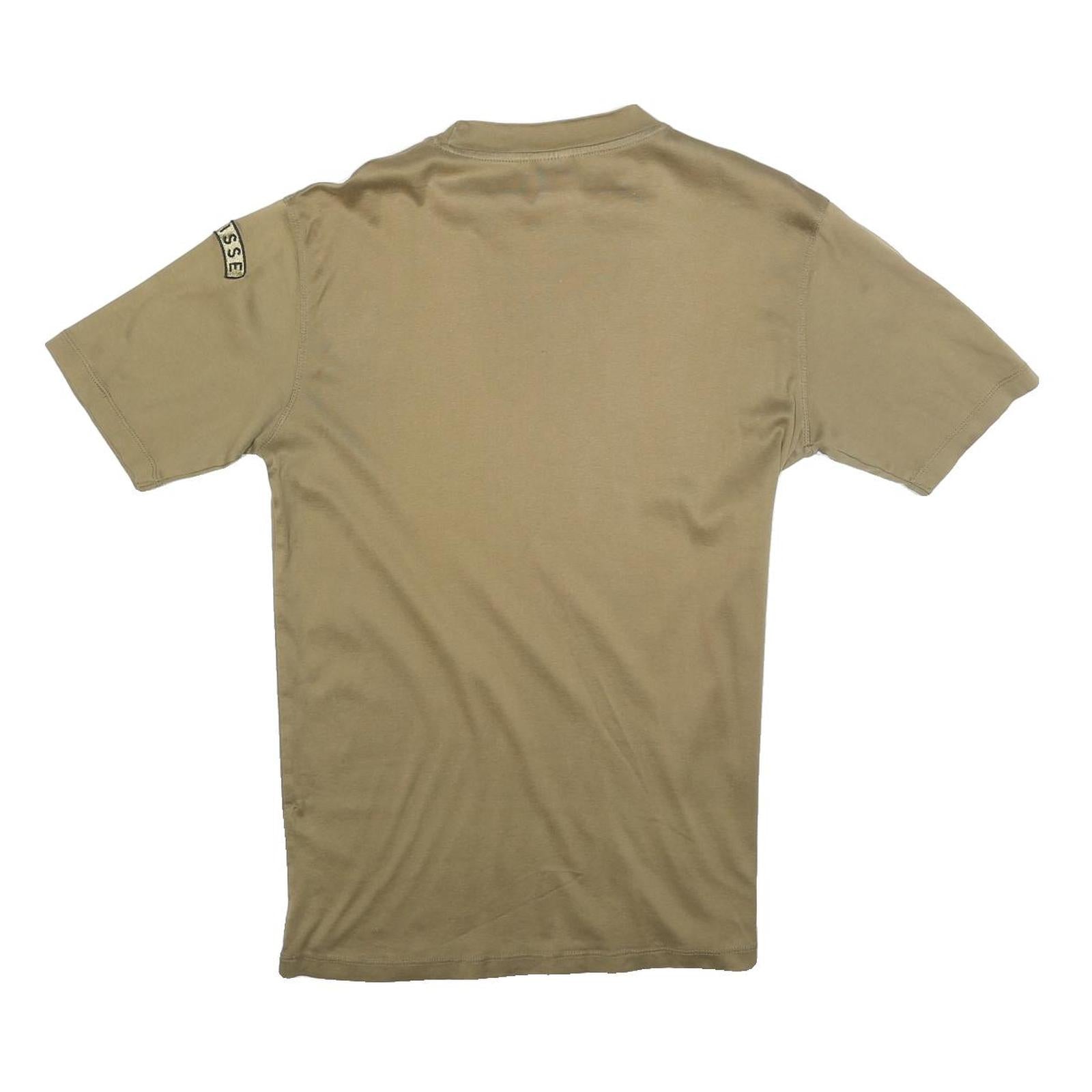 Mens Beige T-Shirt M Short Sleeve Crew Neck Plain Cotton Blend Casual Wear