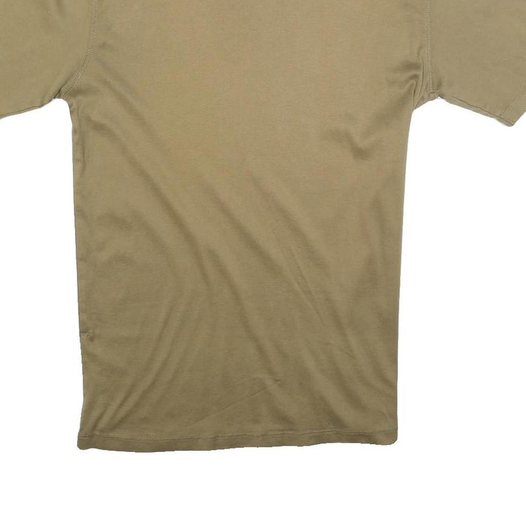 Mens Beige T-Shirt M Short Sleeve Crew Neck Plain Cotton Blend Casual Wear