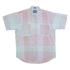 CHAPS Mens Multi Colour Check Shirt L Casual Cotton Button Down Short Sleeve
