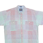 CHAPS Mens Multi Colour Check Shirt L Casual Cotton Button Down Short Sleeve