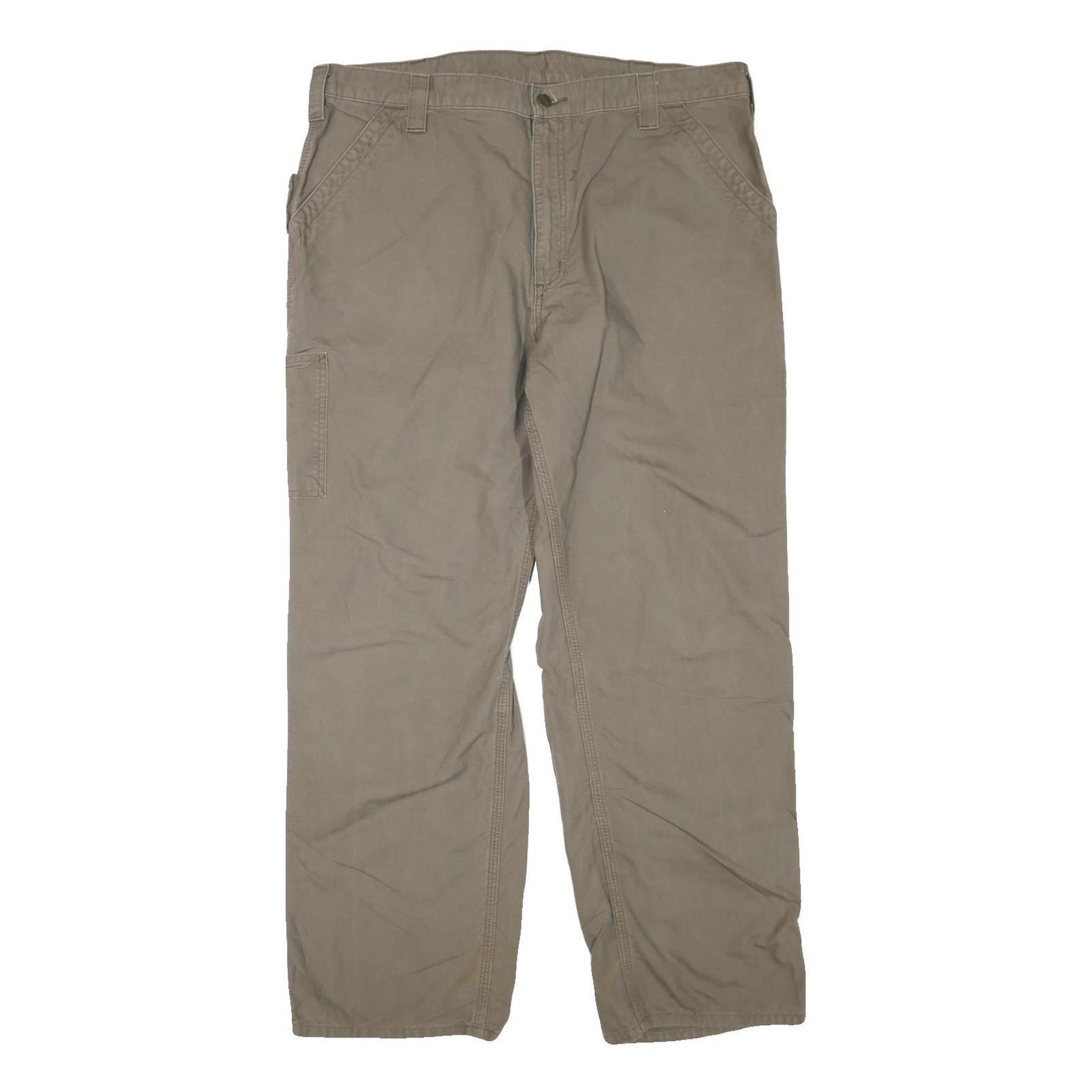 CARHARTT Mens Regular Fit Beige Cotton Blend Trousers W40 L32 Workwear Zip