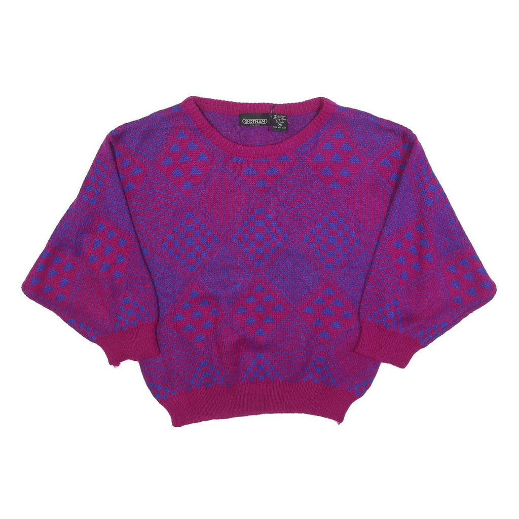 GOTHAM Womens Purple Patterned Jumper Crew Neck Basic Knit M Acrylic Fashion