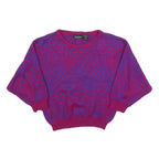 GOTHAM Womens Purple Patterned Jumper Crew Neck Basic Knit M Acrylic Fashion