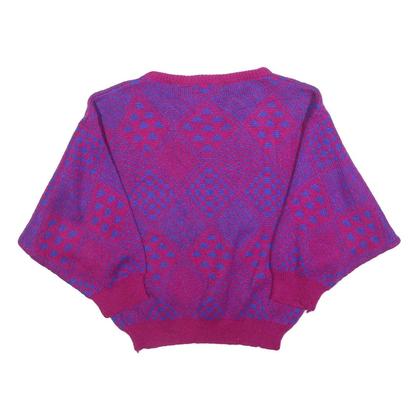 GOTHAM Womens Purple Patterned Jumper Crew Neck Basic Knit M Acrylic Fashion